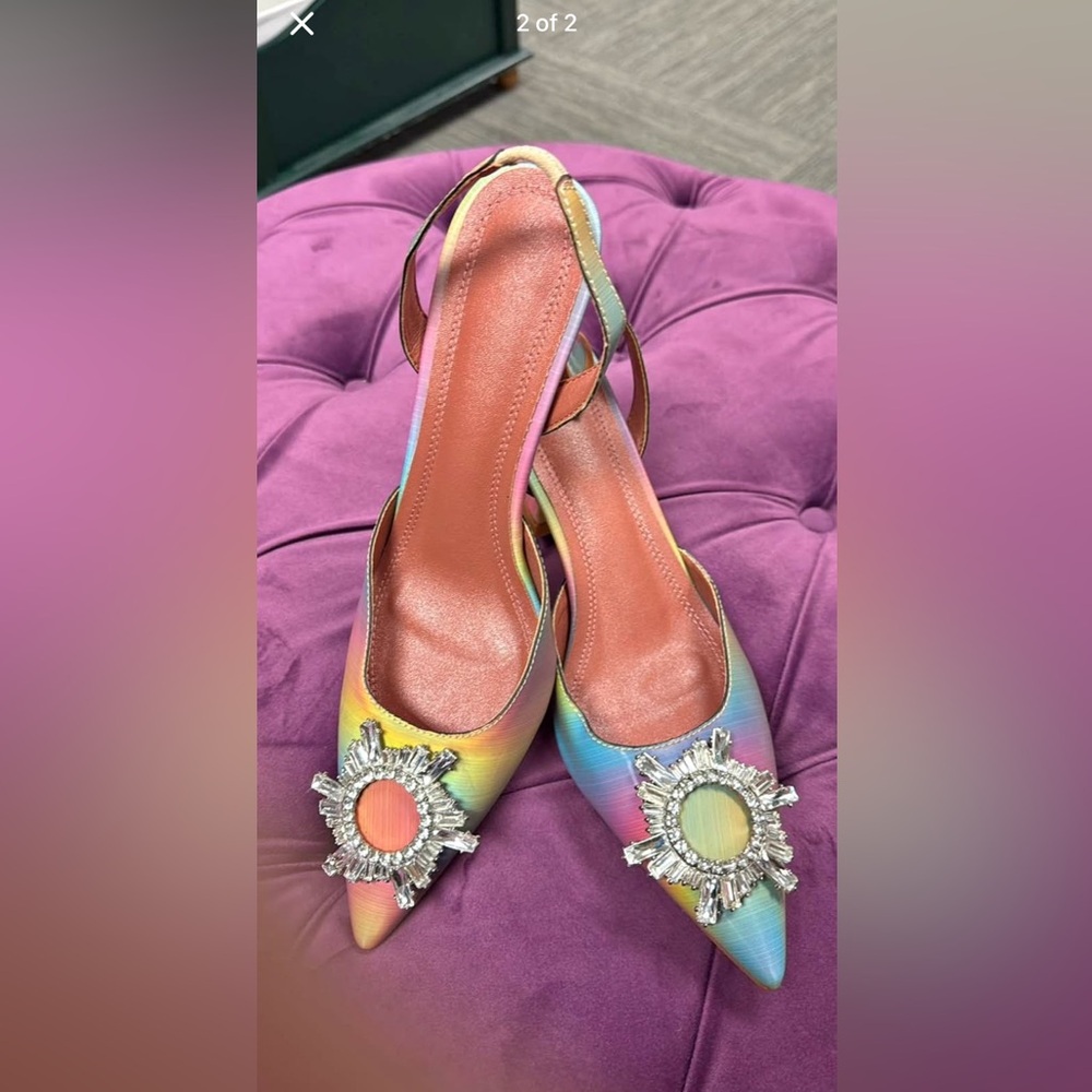 Multicolor Strappy Women's Shoes with Crystal Embellishment